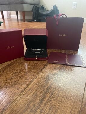 Love Bracelet silver Bangle Bracelet with Signature Red Box (like Cartier)